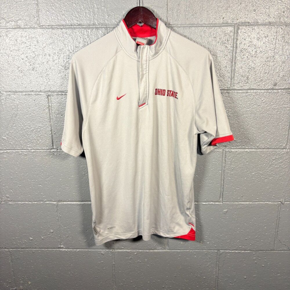 Nike Ohio State Buckeyes Polo Men's S Dri-FIT Quarter Zip Gray NCAA